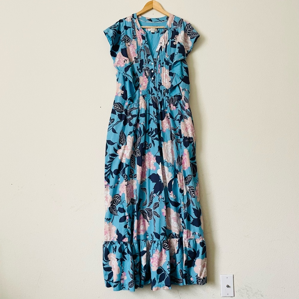 Anthropologie Maeve XL Cassandra blue floral Aline maxi dress - Picture 2 of 8